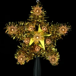 7" Lighted Gold Star Christmas Tree Topper - Clear Lights