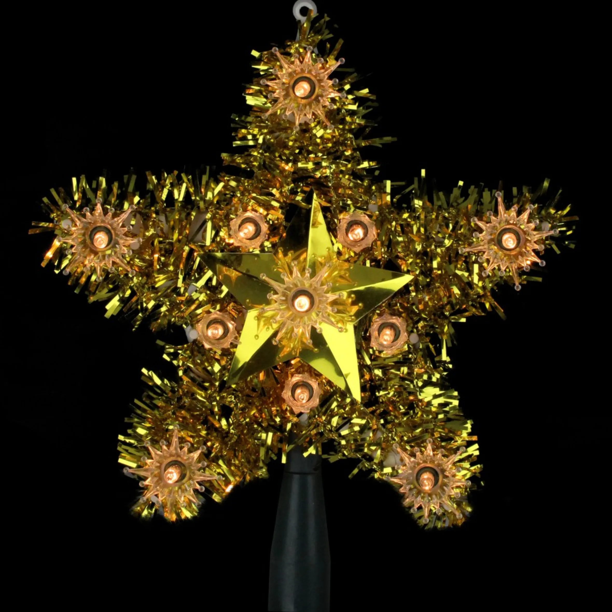 7" Lighted Gold Star Christmas Tree Topper - Clear Lights
