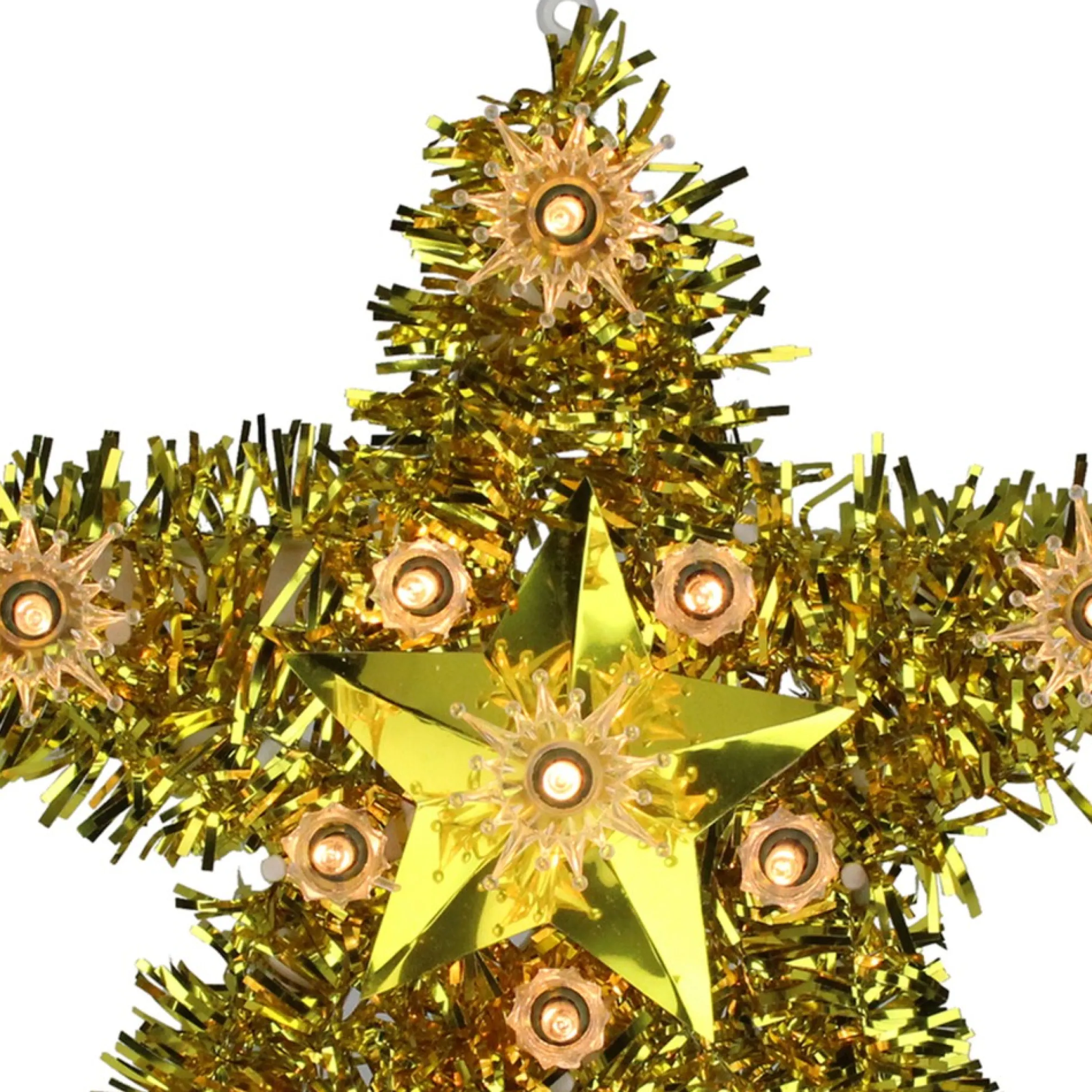 7" Lighted Gold Star Christmas Tree Topper - Clear Lights