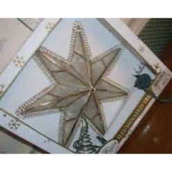 9.25'' Lighted Gold Star Loop Christmas Tree Topper - Clear Lights