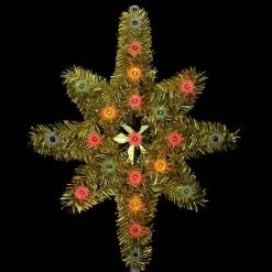 21" Lighted Gold Star Of Bethlehem Christmas Tree Topper - Multi-Color Lights