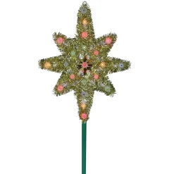 21" Lighted Gold Star Of Bethlehem Christmas Tree Topper - Multicolor Lights