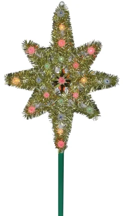 21" Lighted Gold Star Of Bethlehem Christmas Tree Topper - Multicolor Lights