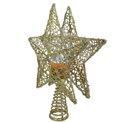 13" Lighted Gold Star With Rotating Projector Christmas Tree Topper - Multicolor Led Lights