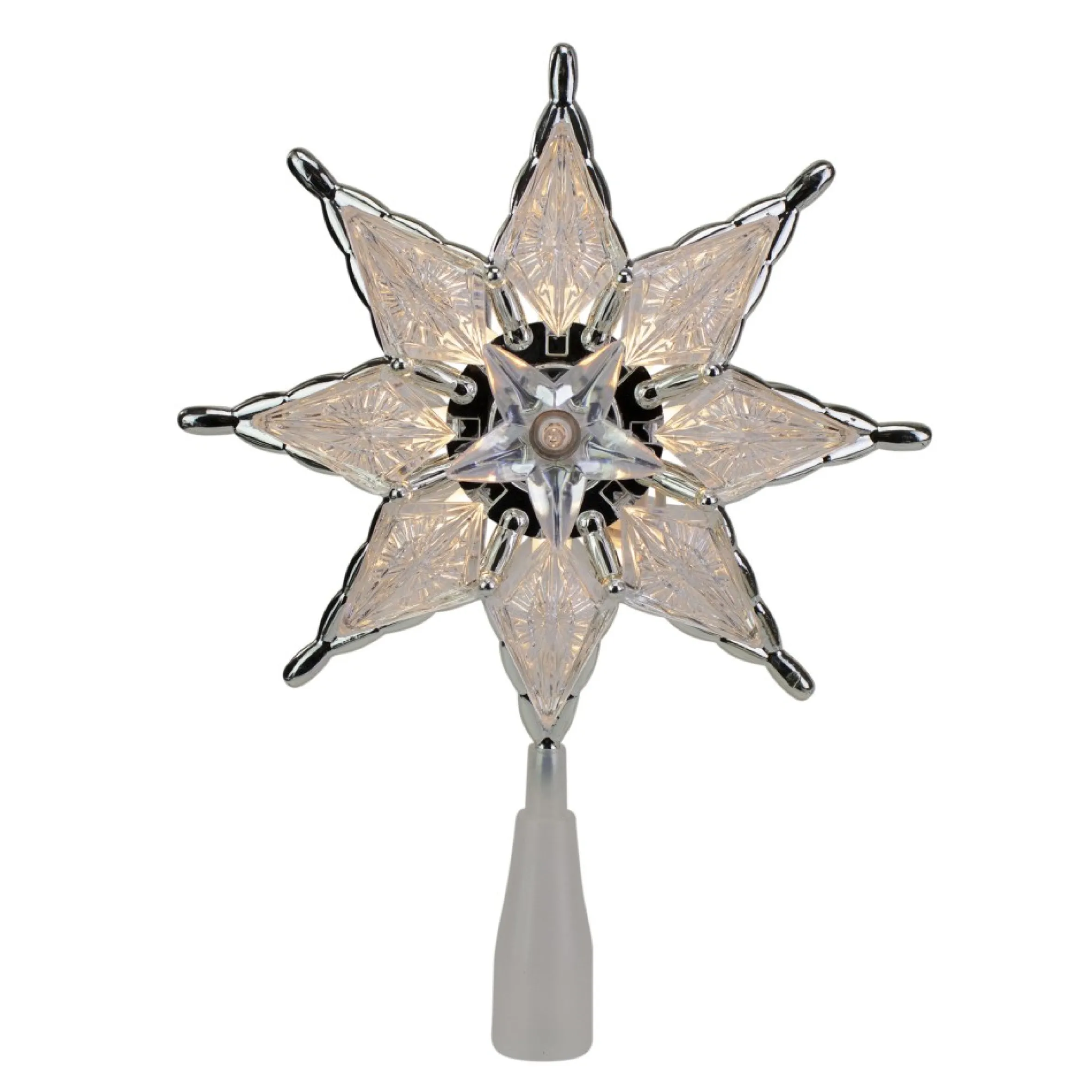8" Lighted Gray 8 Point Star Christmas Tree Topper - Clear Lights