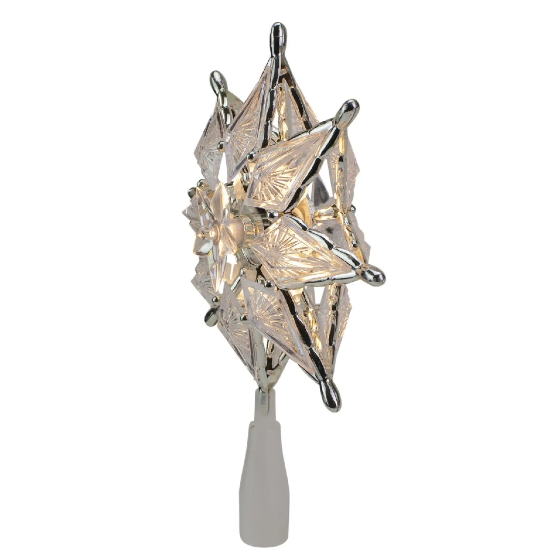 8" Lighted Gray 8 Point Star Christmas Tree Topper - Clear Lights
