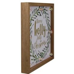 11.75" Lighted "Holly Jolly" With A Green Wreath Wood Christmas Plaque