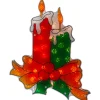 17" Lighted Holographic Candle Christmas Window Silhouette Decoration