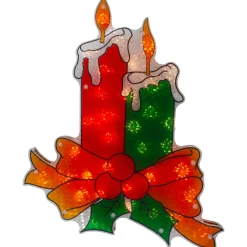 17" Lighted Holographic Candle Christmas Window Silhouette Decoration