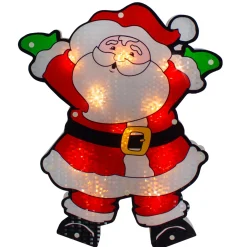 16.25" Lighted Holographic Santa Claus Christmas Window Silhouette