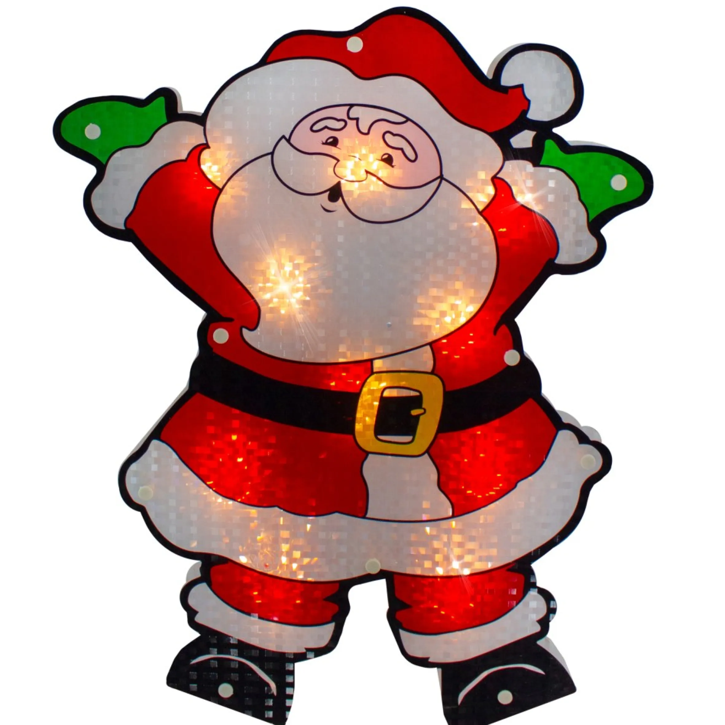 16.25" Lighted Holographic Santa Claus Christmas Window Silhouette