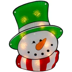 15.75" Lighted Holographic Snowman Christmas Window Silhouette
