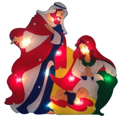 17.75" Lighted Holy Family Nativity Scene Christmas Window Silhouette