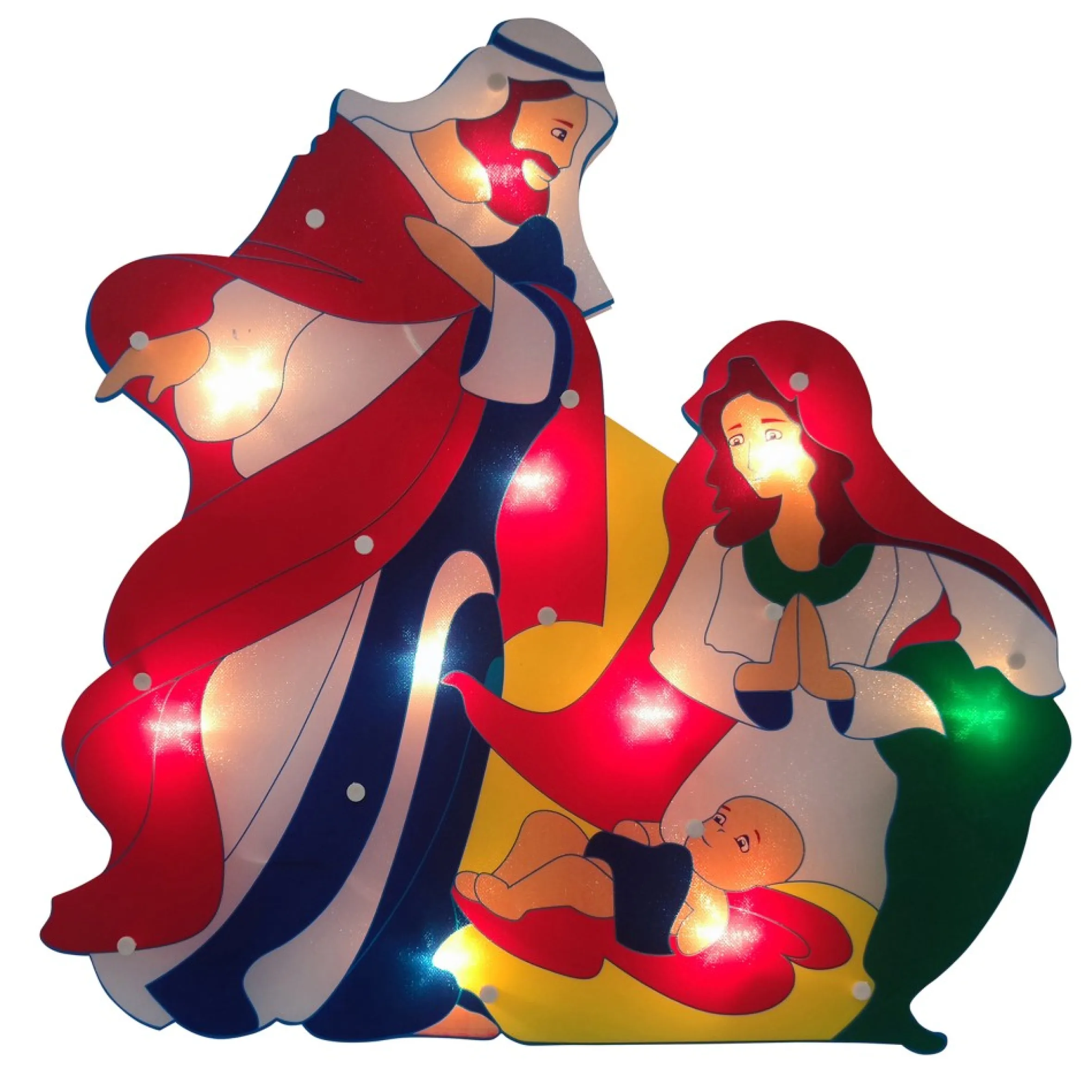 17.75" Lighted Holy Family Nativity Scene Christmas Window Silhouette