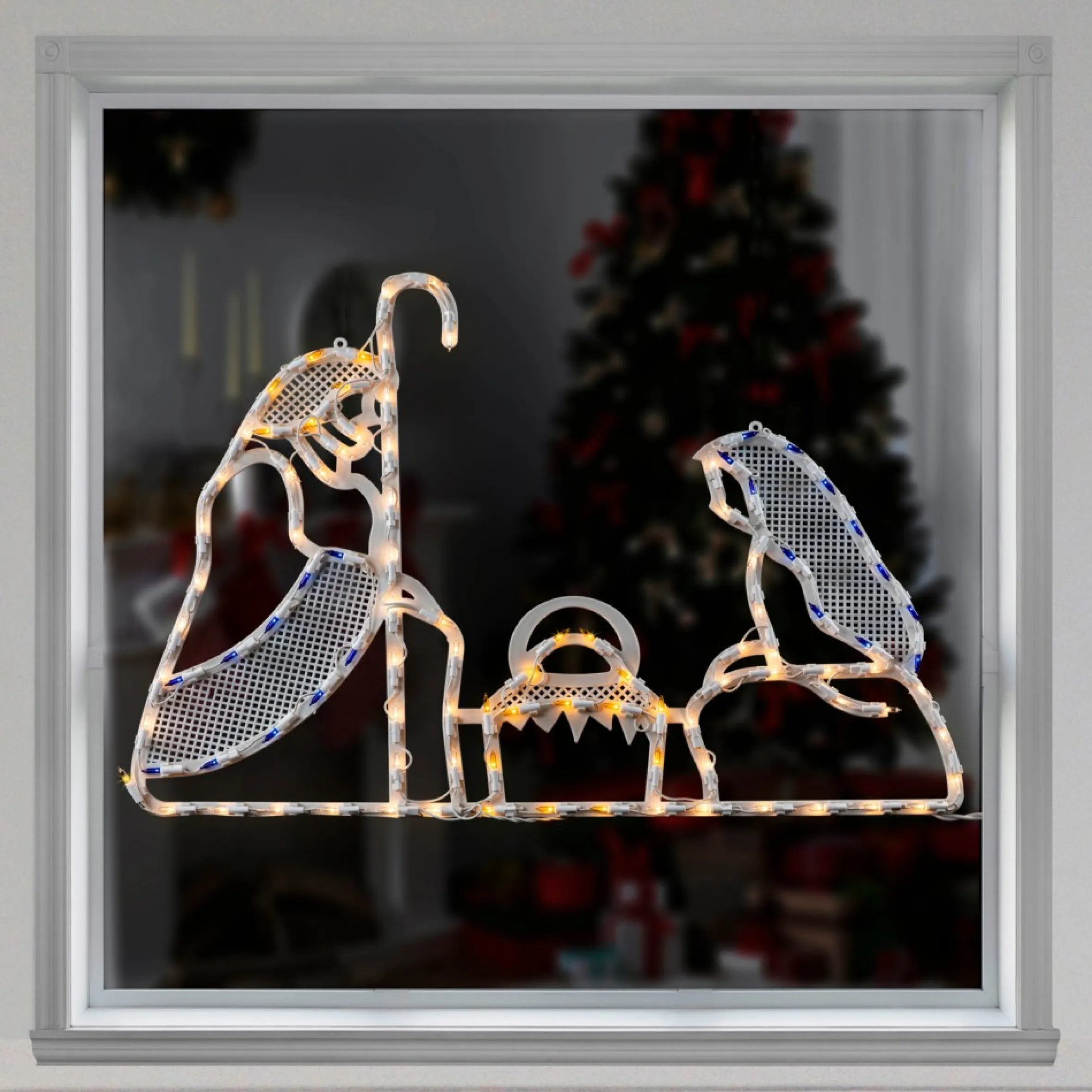 30" Lighted Holy Family Nativity Scene Christmas Window Silhouette