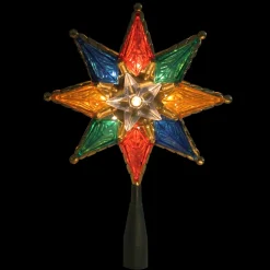 8" Lighted Multi Color 8-Point Star Christmas Tree Topper - Clear Lights