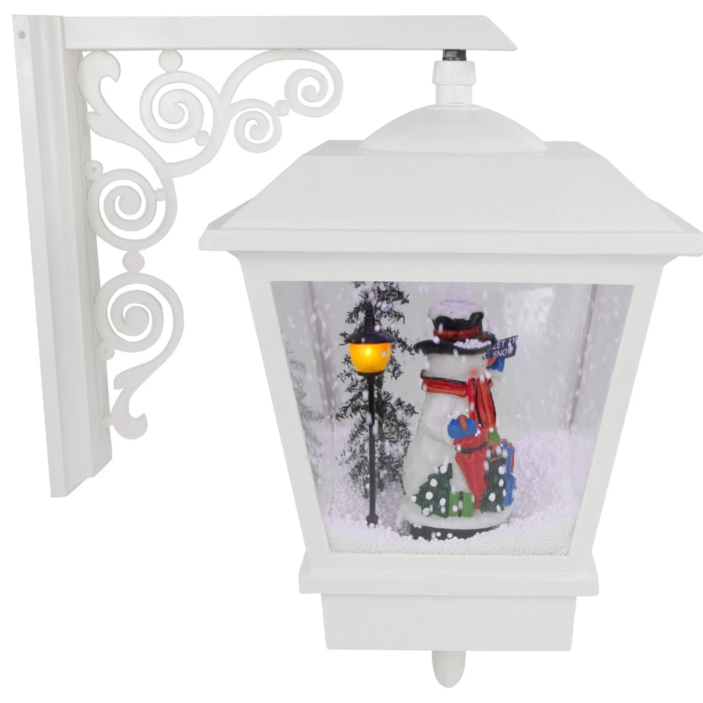 17.75" Lighted Musical Snowman Wall Mounted Snowing Christmas Street Lamp