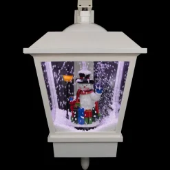 17.75" Lighted Musical Snowman Wall Mounted Snowing Christmas Street Lamp