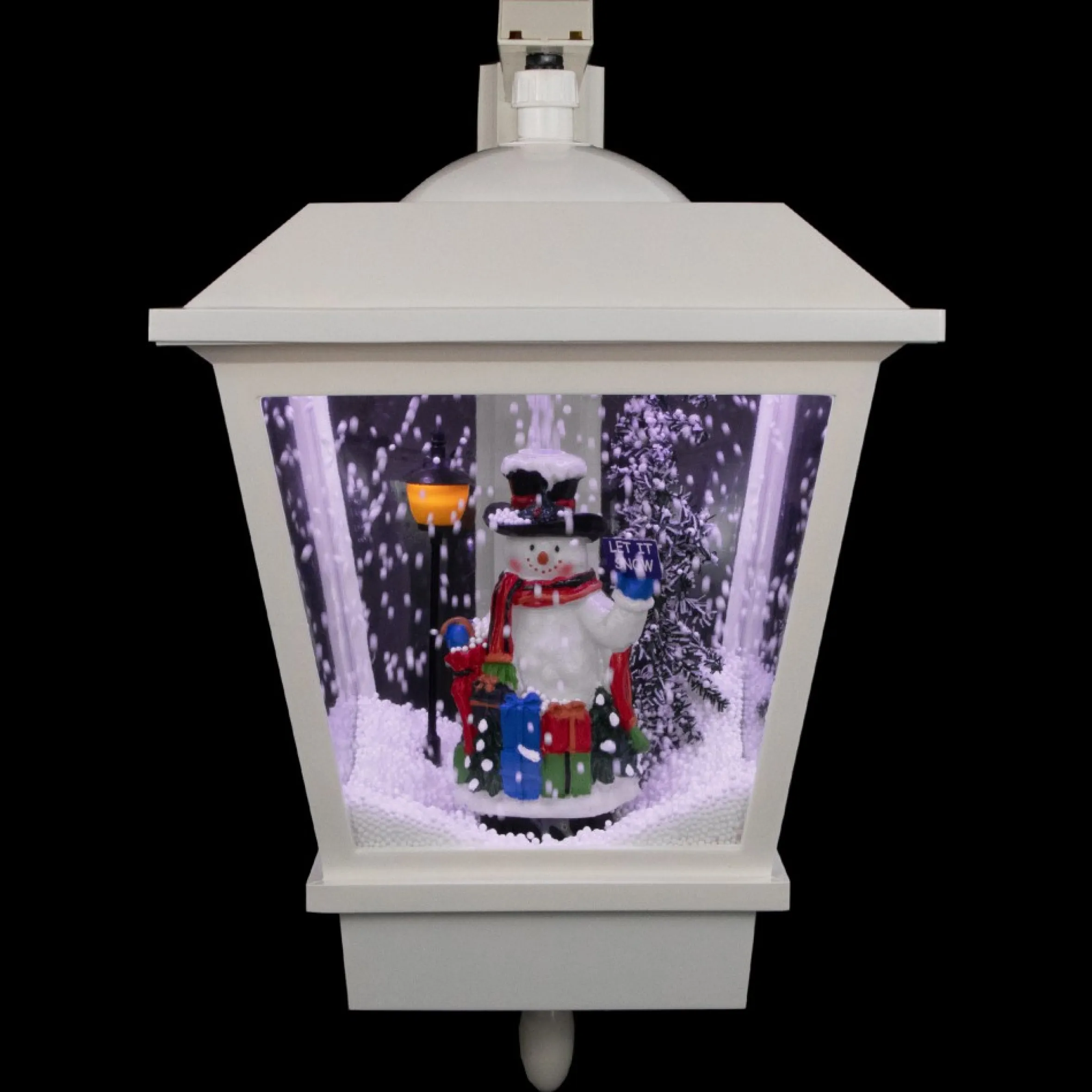 17.75" Lighted Musical Snowman Wall Mounted Snowing Christmas Street Lamp
