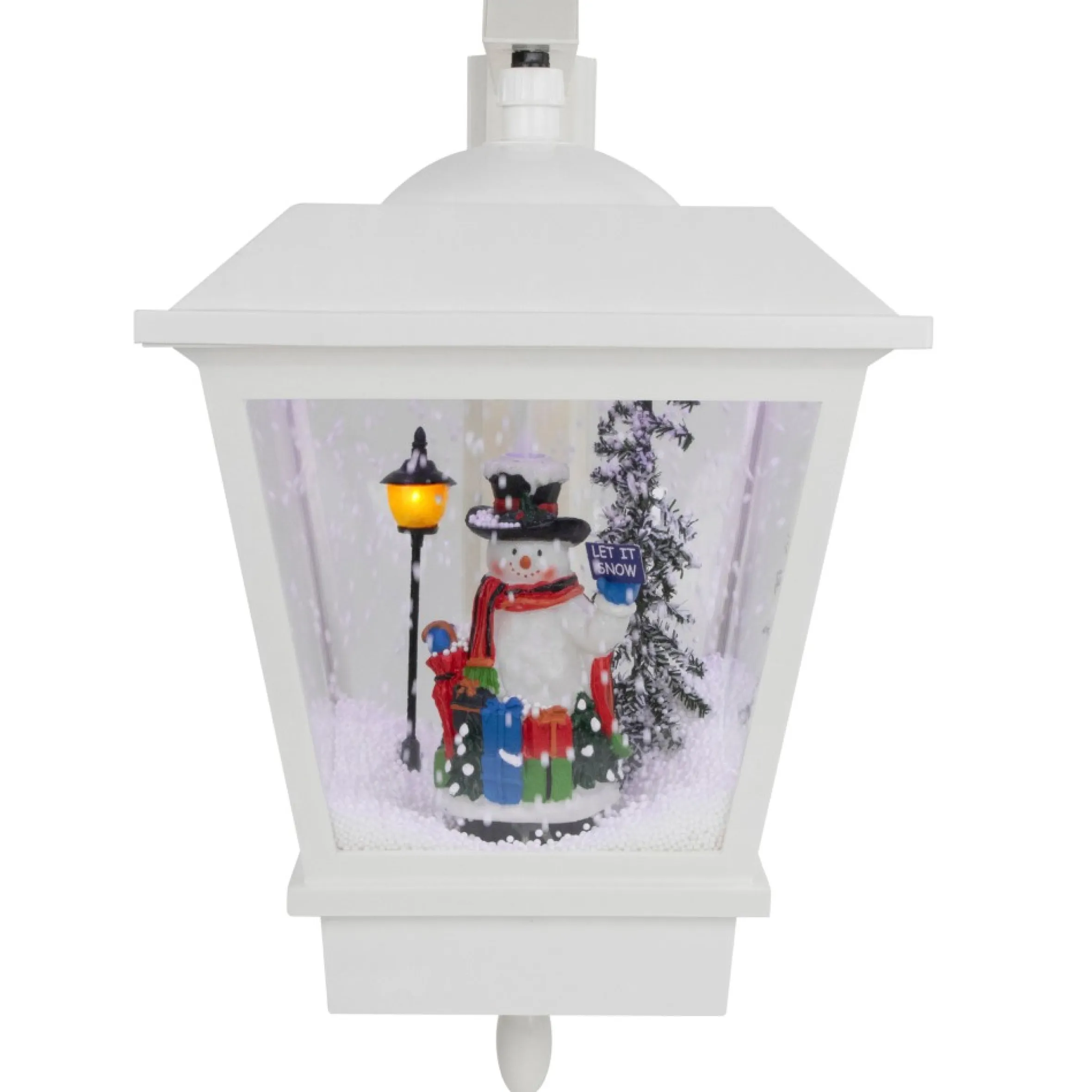 17.75" Lighted Musical Snowman Wall Mounted Snowing Christmas Street Lamp