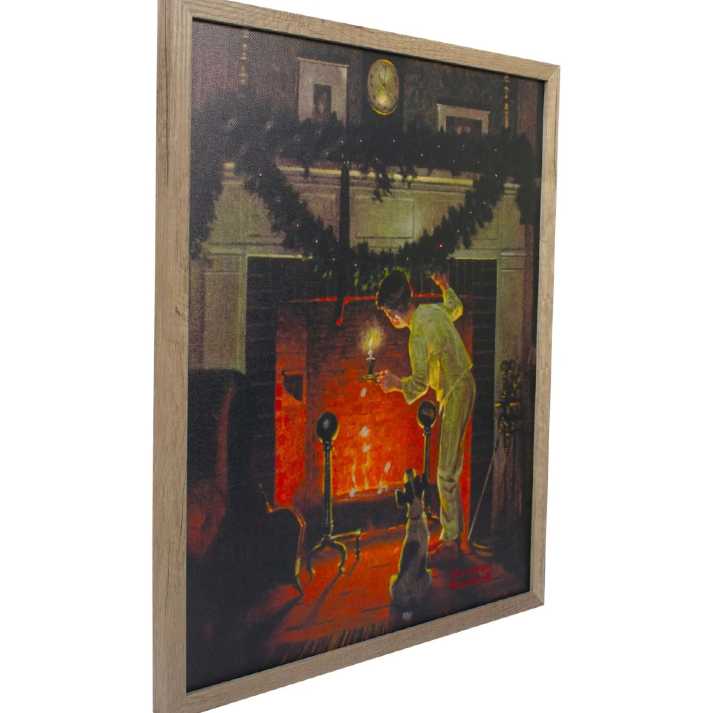 19" Lighted Norman Rockwell 'Is He Coming?' Christmas Wall Art