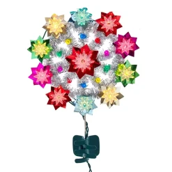 14.25" Lighted Pink And Yellow Retro Reflector Christmas Tree Topper, Multicolor Lights