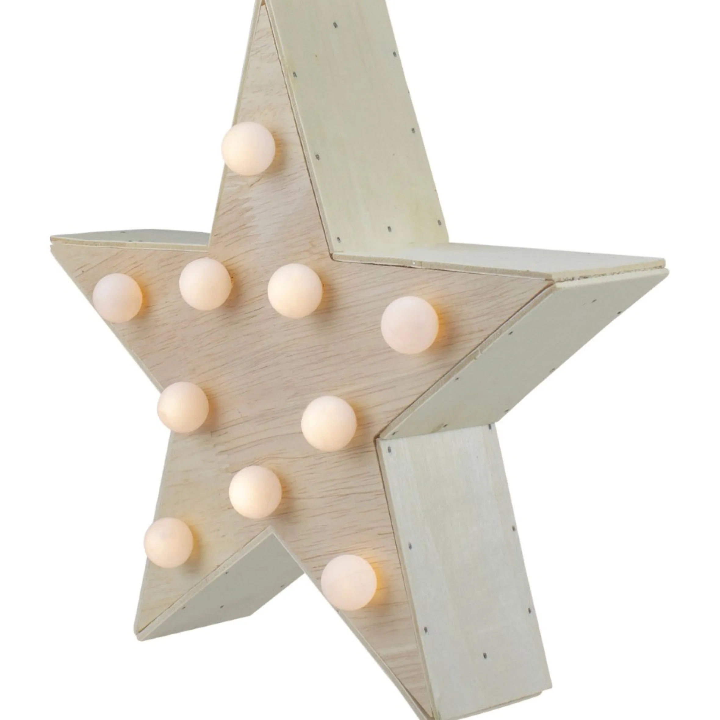 9.25" Lighted 5 Point Wooden Star Christmas Tabletop Decor