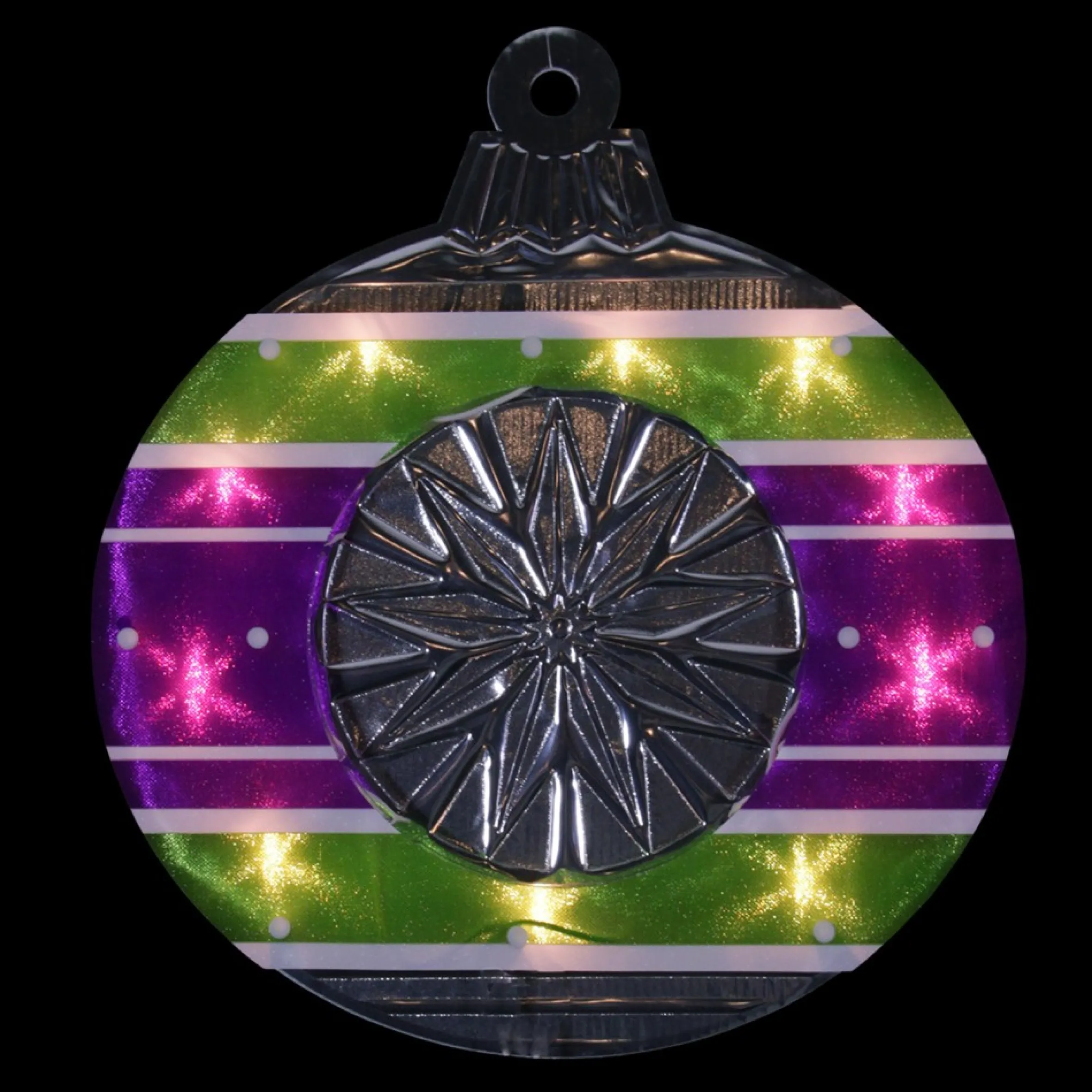 15.5" Lighted Purple And Green Shimmering Ornament Christmas Window Silhouette Decoration