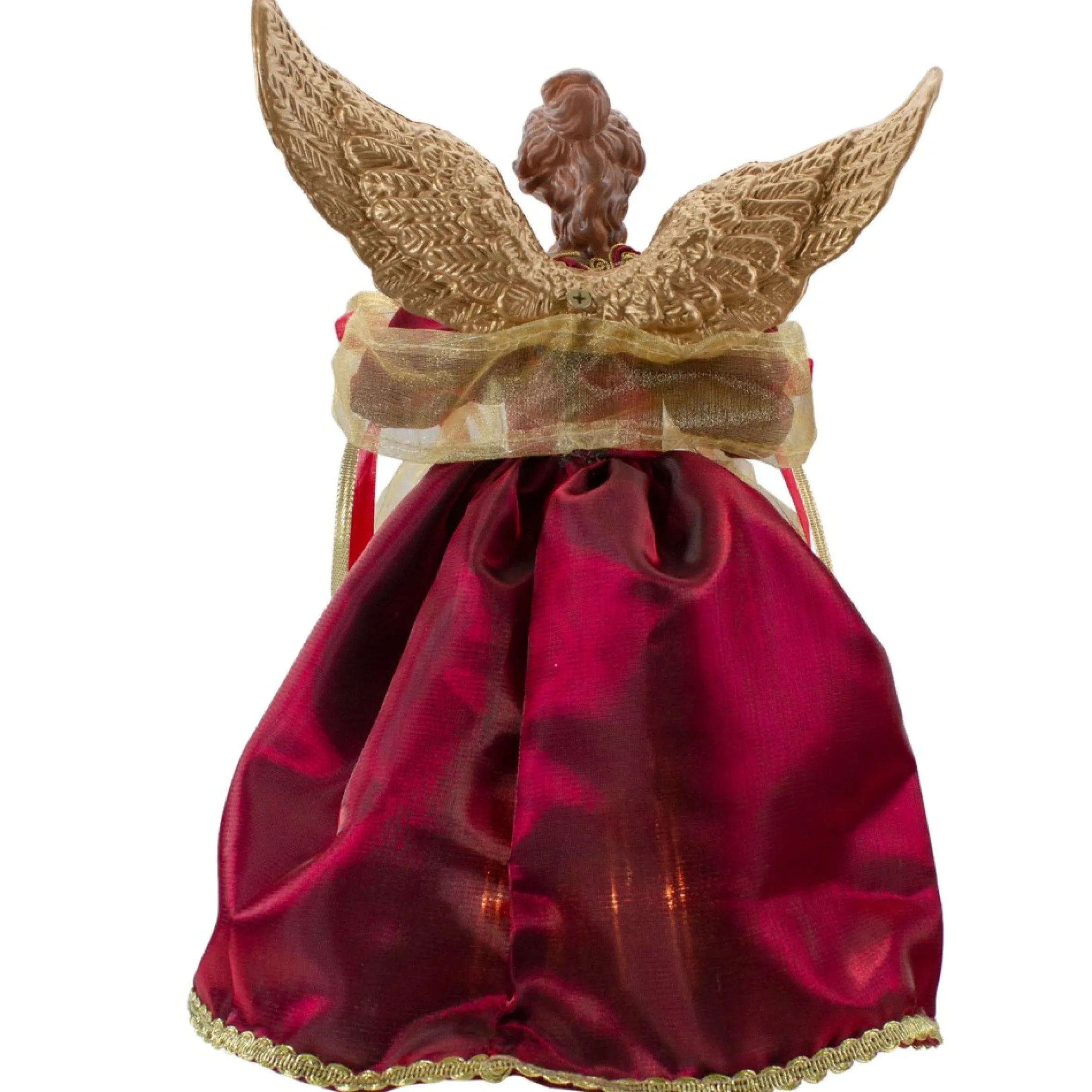 13.5" Lighted Red And Gold Angel With Wings Christmas Tree Topper - Clear Lights