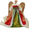 12" Lighted Red And Green Angel With Wings Christmas Tree Topper - Clear Lights