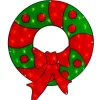 23" Lighted Red And Green Christmas Wreath Window Silhouette