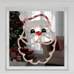 Lighted Santa Claus Christmas Window Silhouette - 17.5 Inch