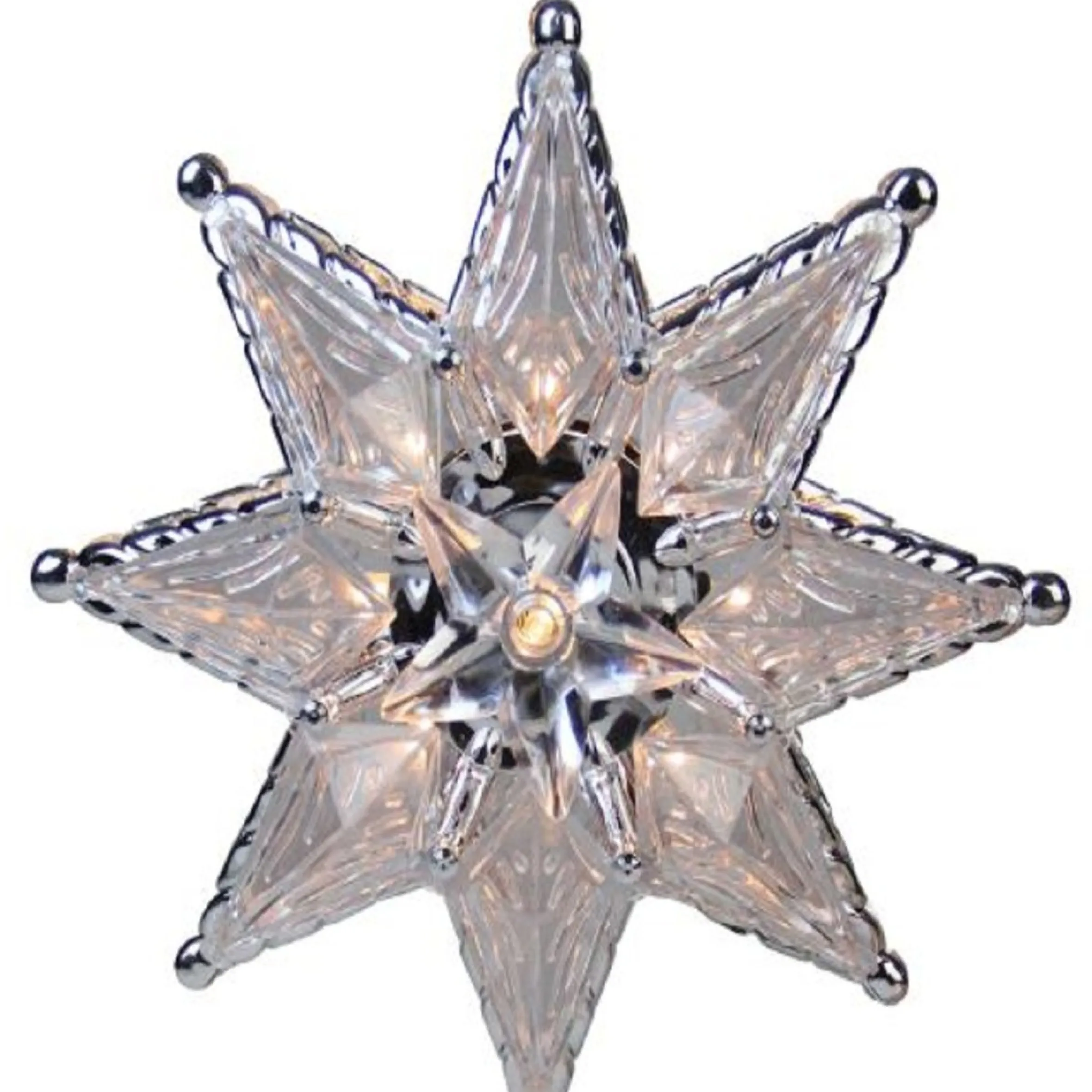 8" Lighted Silver And Clear Mosaic Star Christmas Tree Topper - Clear Lights