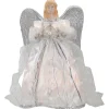 12" Lighted Silver Angel With Wings Christmas Tree Topper - Clear Lights
