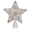 10" Lighted Silver Glittered Star Christmas Tree Topper - Clear Lights