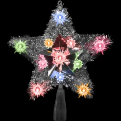 9" Lighted Silver Star Christmas Tree Topper - Multicolor Lights