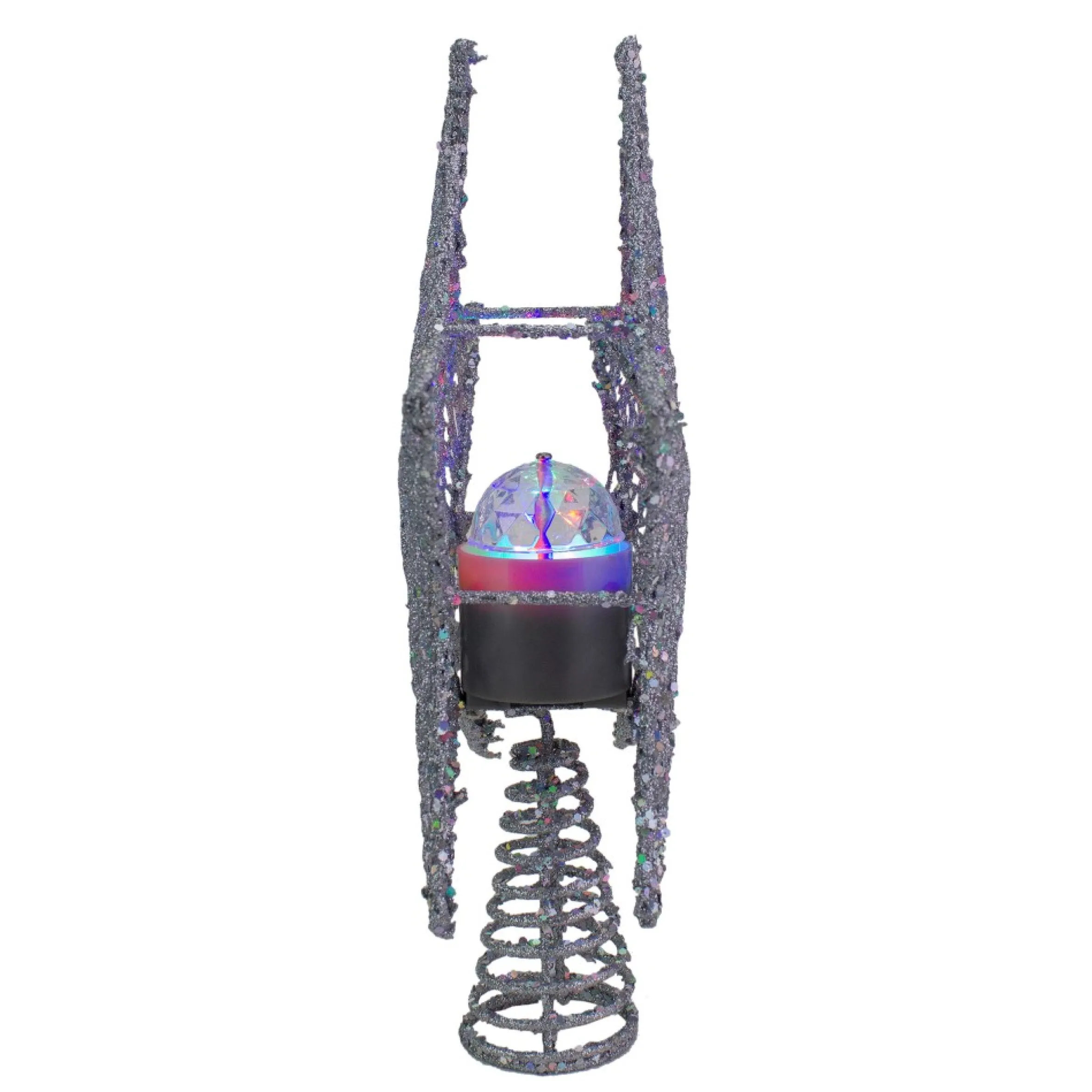 13" Lighted Silver Star With Rotating Projector Christmas Tree Topper - Multicolor Led Lights