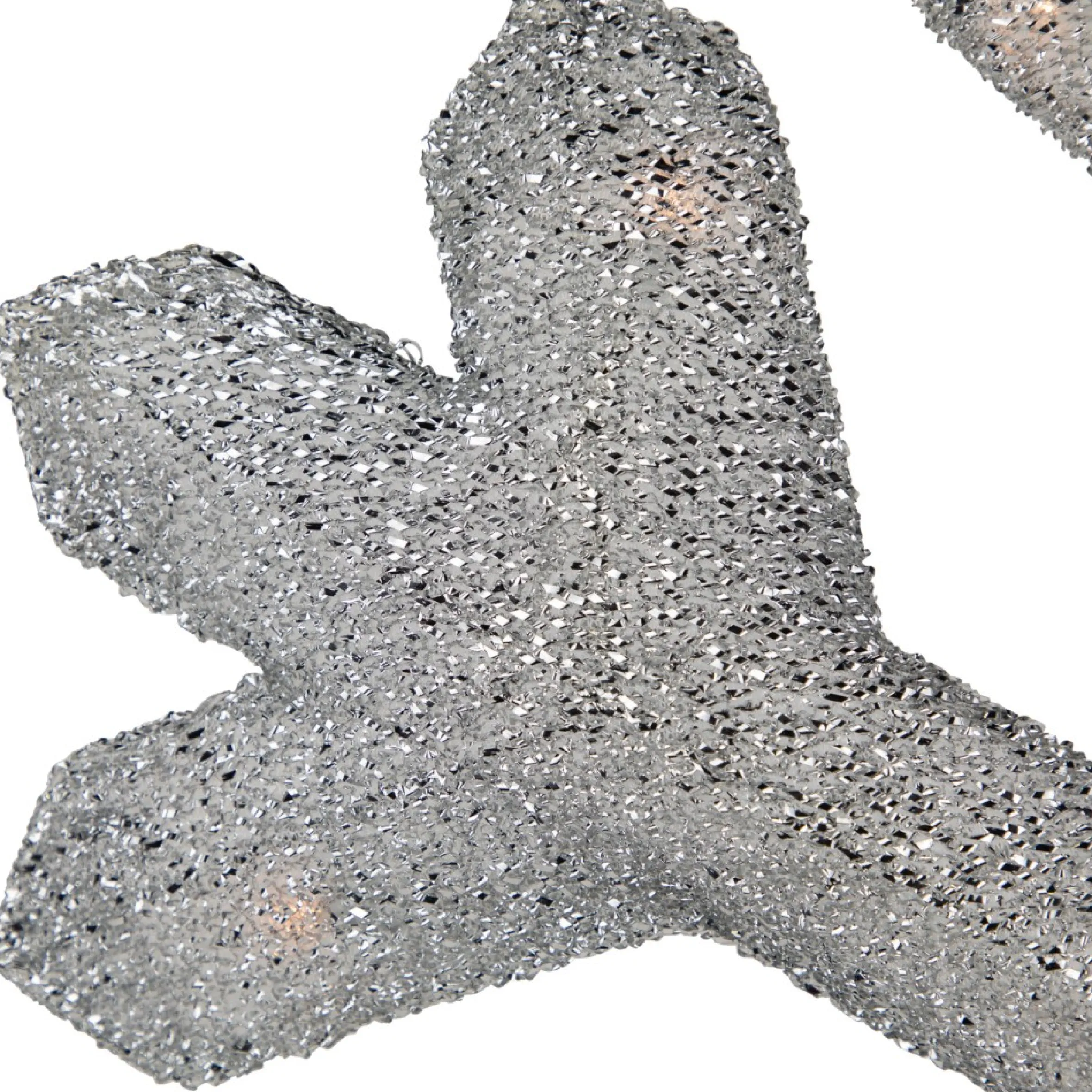 20" Lighted Silver Tinsel Snowflake Christmas Window Decor