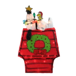 18" Lighted Snoopy On Dog House Outdoor Christmas Yard Decoration