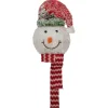 22" Lighted Snowman Wearing A Red Frosted Hat With Pine Christmas Tree Topper