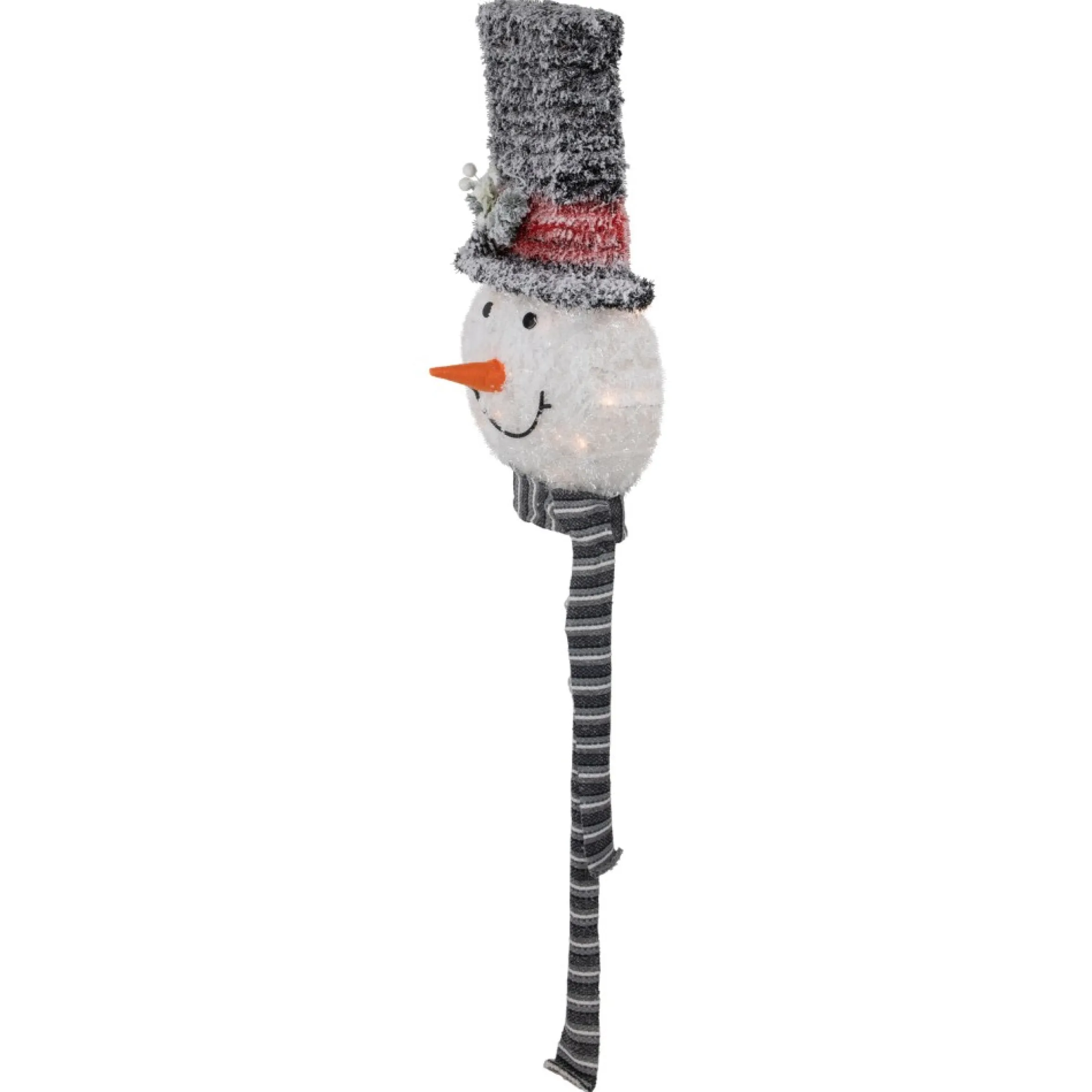 25" Lighted Snowman With Black Frosted Top Hat Christmas Tree Topper
