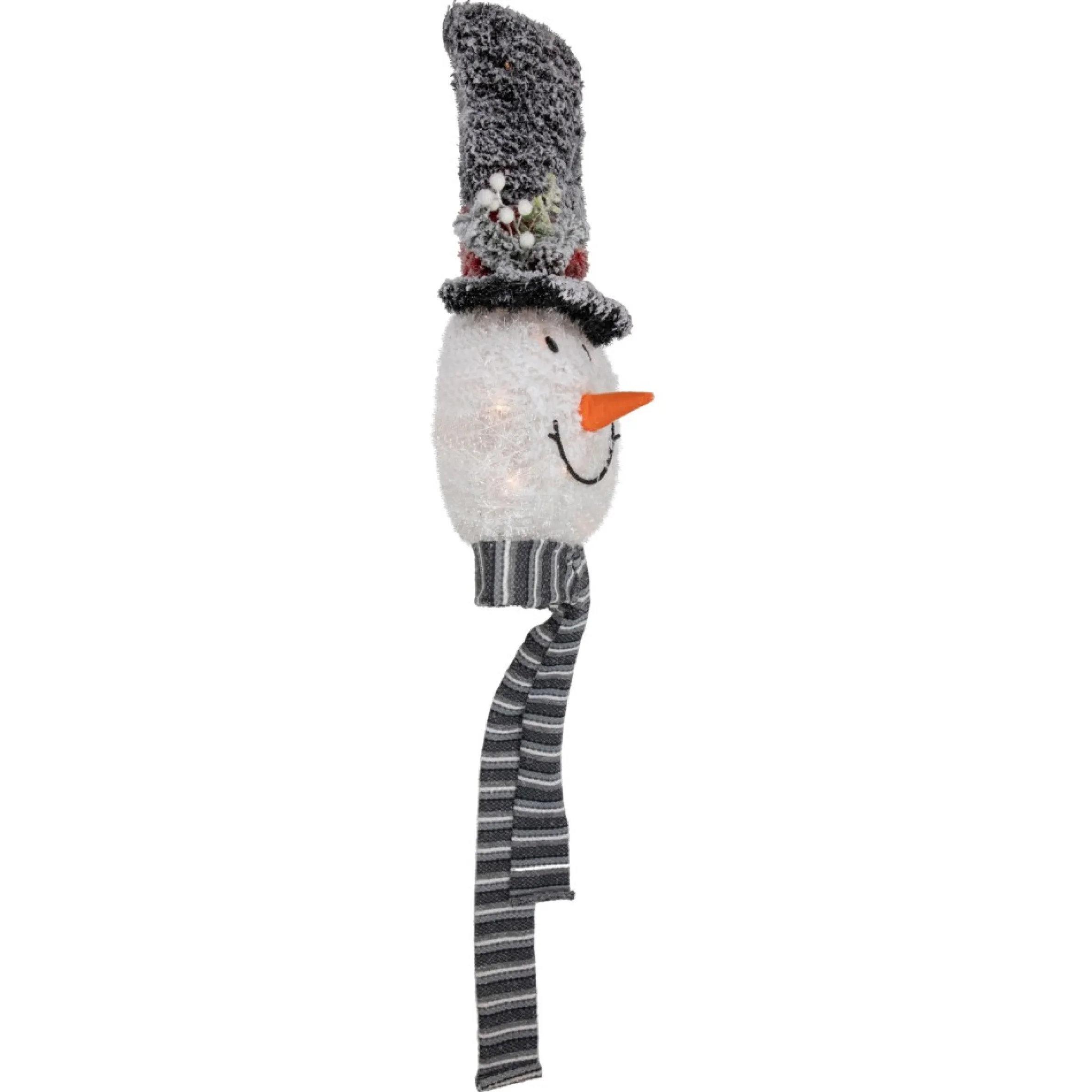 25" Lighted Snowman With Black Frosted Top Hat Christmas Tree Topper