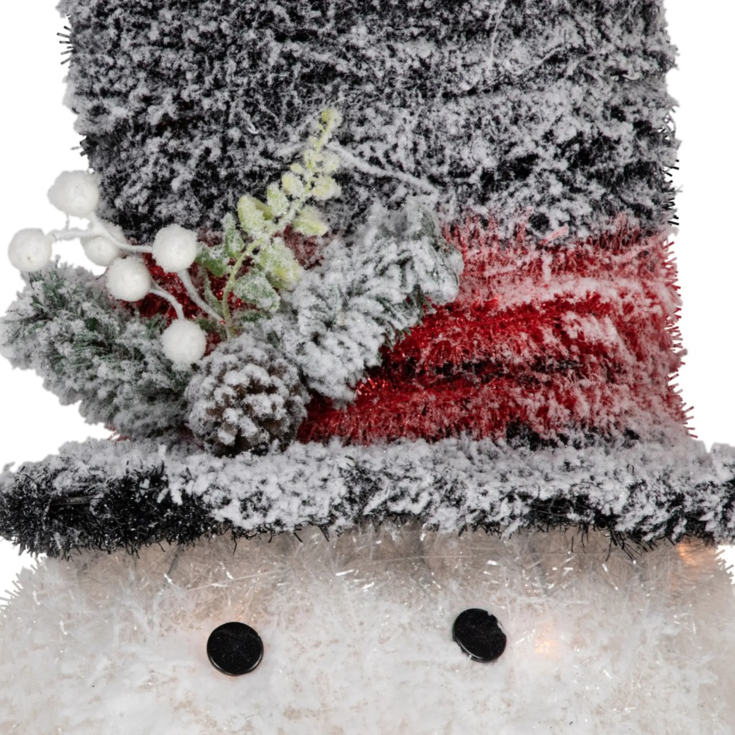 25" Lighted Snowman With Black Frosted Top Hat Christmas Tree Topper