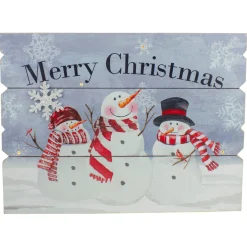 16" Lighted Snowmen 'Merry Christmas' Wall Decor