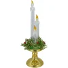 14.5" Lighted Water Candle On A Gold Base With Berries