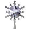 9.25'' Lighted White And Blue Rotating Snowflake Christmas Tree Topper - Clear Led Lights