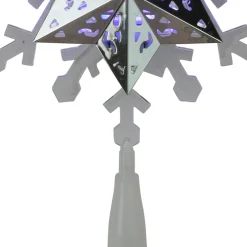 9.25'' Lighted White And Blue Rotating Snowflake Christmas Tree Topper - Clear Led Lights