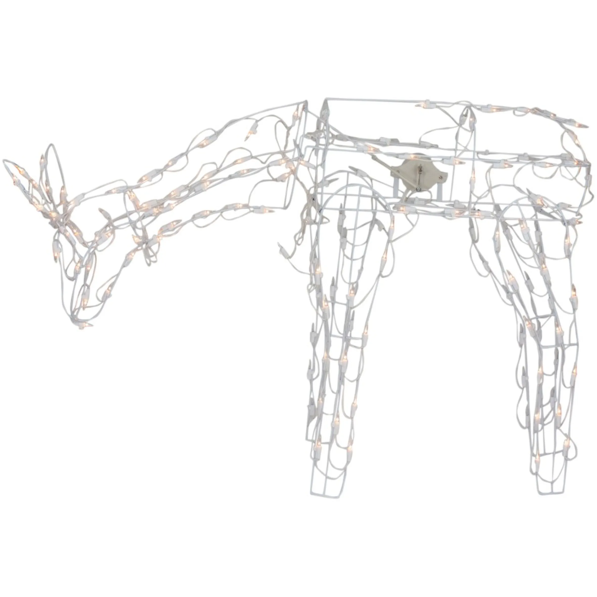 42" Lighted White Feeding Reindeer Animated Outdoor Christmas Decoration