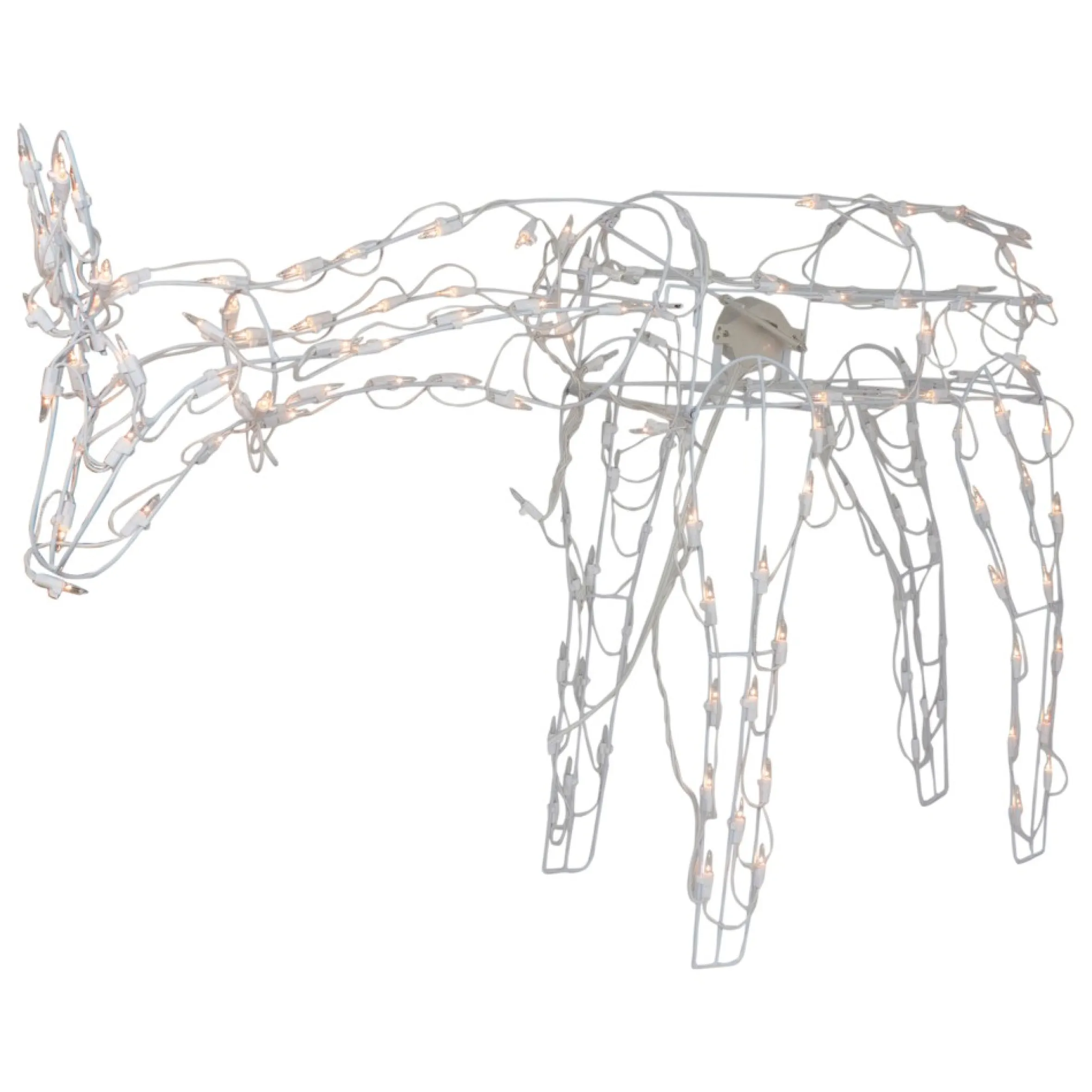 42" Lighted White Feeding Reindeer Animated Outdoor Christmas Decoration
