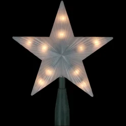 7" Lighted White Frosted 5-Point Star Christmas Tree Topper - Clear Lights